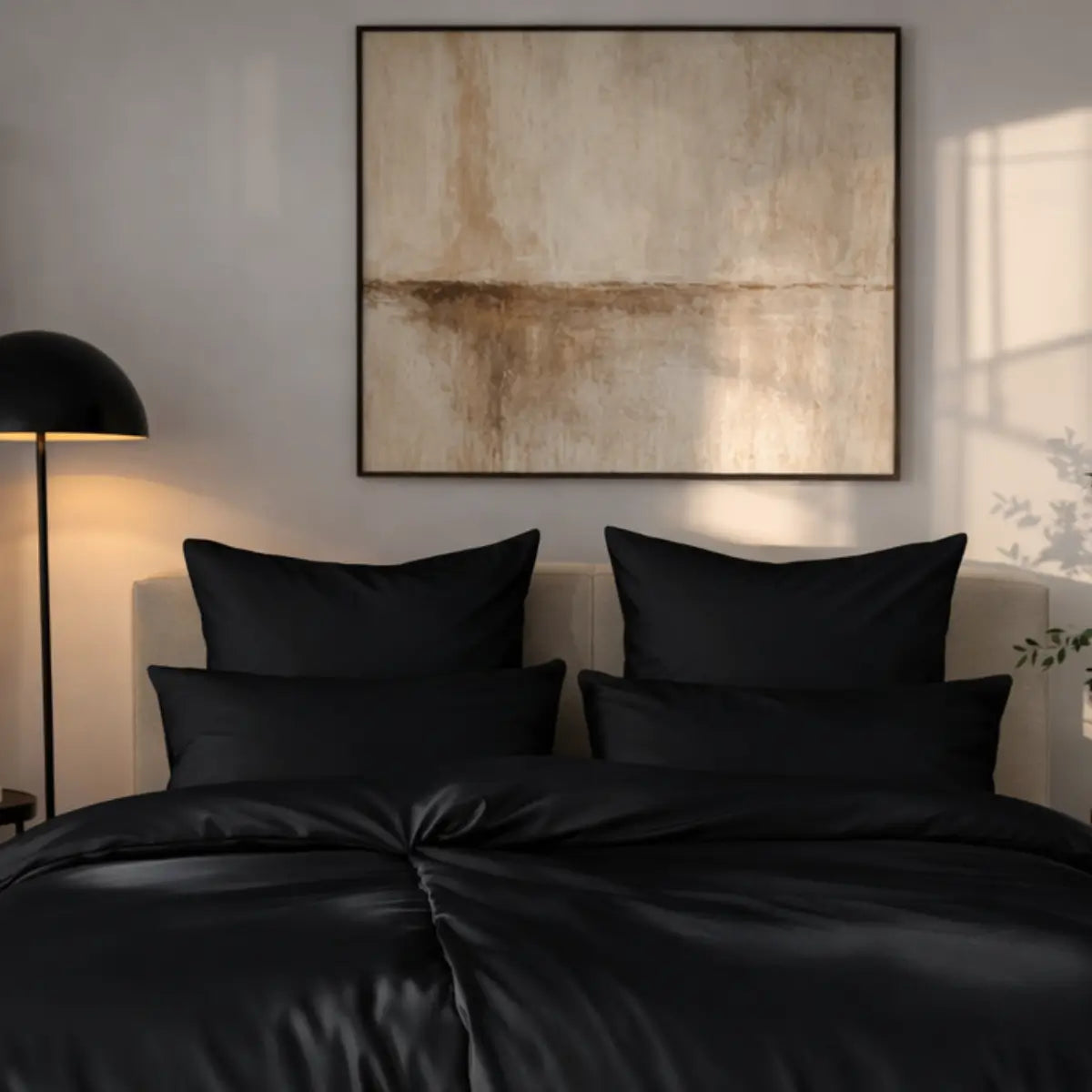 Mako-Satin Kissenbezug 40x80 cm - 2 Stk - Schwarz
