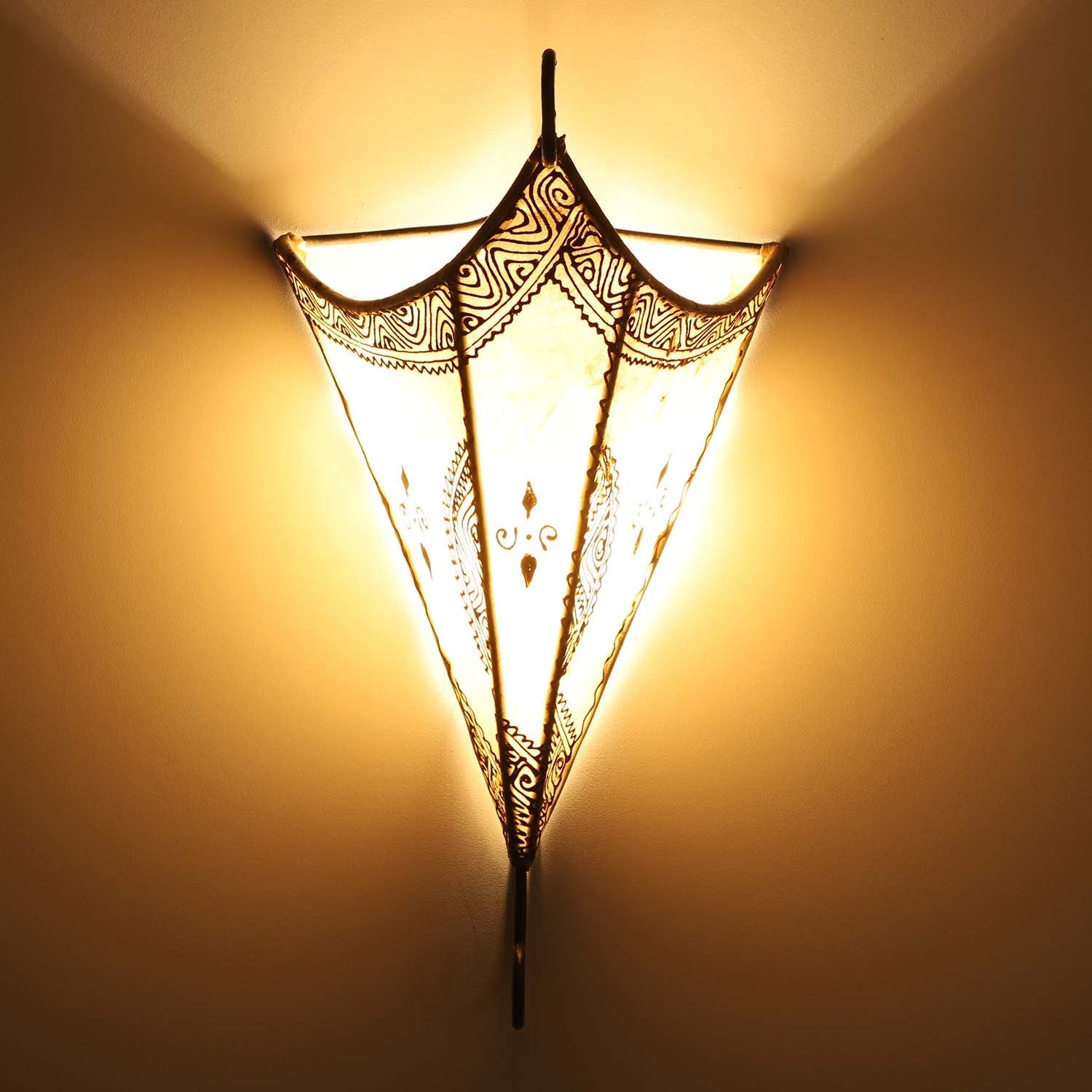 Marokkanische Leder Wandlampe Mouna - Natur