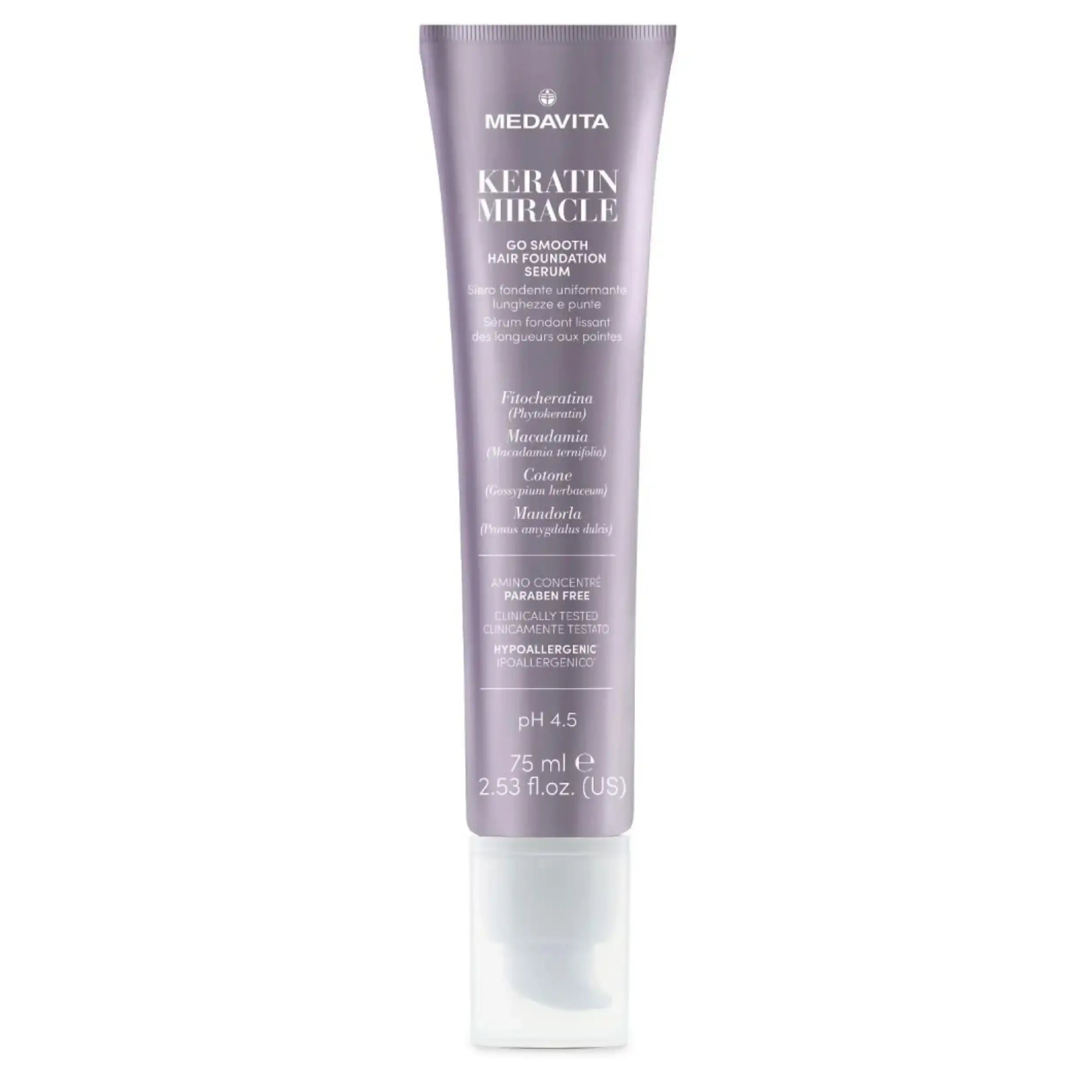 Medavita Keratin Miracle Go Smooth Hair Foundation Serum 75ml - Siero lisciante per capelli crespi
