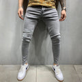 Men's Skinny Jeans High Waisted Slim Fit Denim Pants - Gray / S