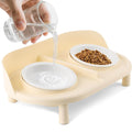 Tilted Raised Cat Food and Water Elevated Bowl with 2 Pcs Ceramic Pet Bowls - Milk Coffee