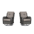 Outdoor 2PC PE Rattan Swivel Glider Chairs, NTC Series - Mixed Grey Wicker / Grey Cushion