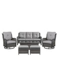 6-Piece Wicker Patio Set, Sofa, Swivel Glider Chairs & Table, NTC Series - Mixed Grey Wicker / Grey Cushion