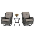 Swivel Glider Chairs Set with Side Table, NTC Series - Mixed Grey Wicker / Grey Cushion