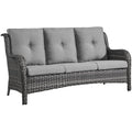 1 Piece Outdoor Patio Furniture Wicker 3-Seater Sofa, NTC Series - Mixed Grey Wicker / Grey Cushion