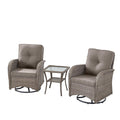 Swivel Glider Chairs Set with Side Table, NDS Series - Grey Wicker / Grey Cushion