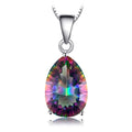 Natual Multiple Cut Rainbow Fire Mystic Quartz Solid 925 Sterling Silver Pendant Necklace for Women No Chain - Pear Shape