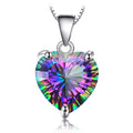 Natual Multiple Cut Rainbow Fire Mystic Quartz Solid 925 Sterling Silver Pendant Necklace for Women No Chain - Heart Shape