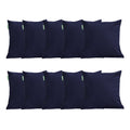 Water Resistant Outdoor Scatter Cushions Garden Furniture Decorative Pillows - Navy / Pack of 10