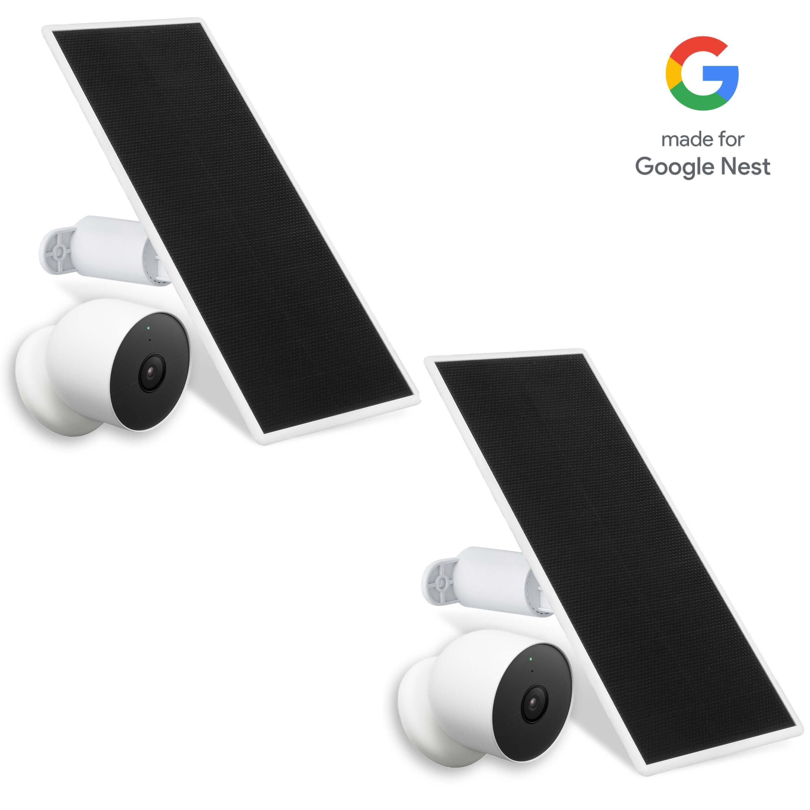 Google Nest Cam (Battery) + Wasserstein Premium Solar Panel Bundle | Made for Google - 2-Pack