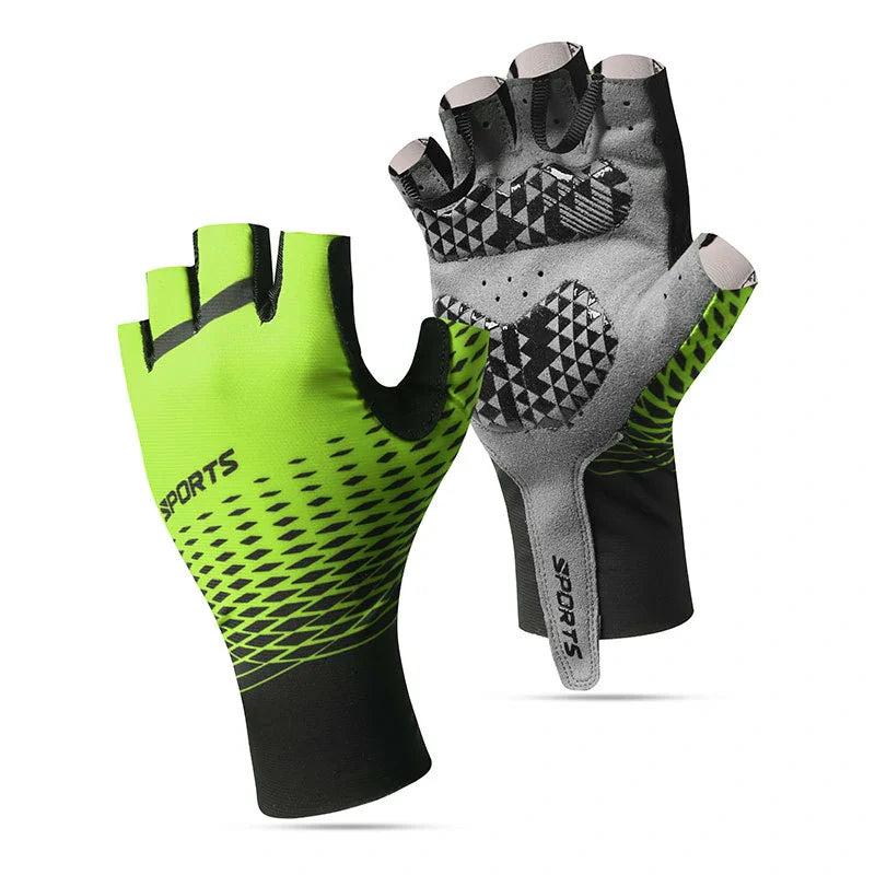 EVA Padded Half-Finger Cycling Gloves | Breathable Lycra | Traverseon - 122 Fluorescent Green / L