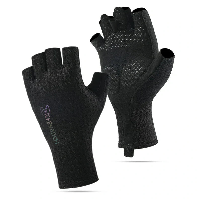 EVA Padded Half-Finger Cycling Gloves | Breathable Lycra | Traverseon - 319 Black / M