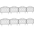 Outsunny Decorative Garden Fencing, 8PCs Outdoor Picket Fence Panels, Rustproof Metal Wire Landscape Flower Bed Border Edging Animal Barrier, Black