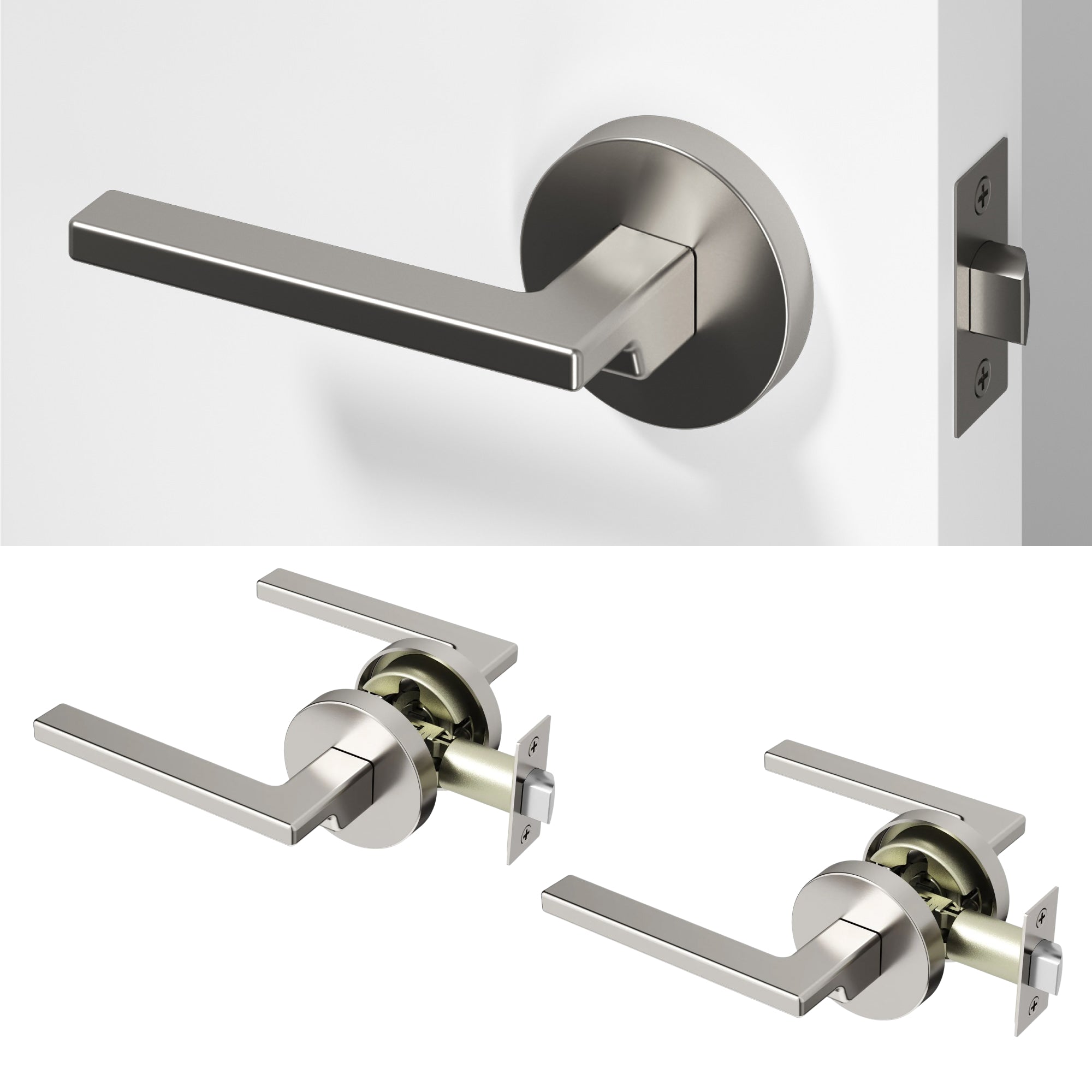 Dune Passage Door Handle - Brushed Nickel / 2 Pack