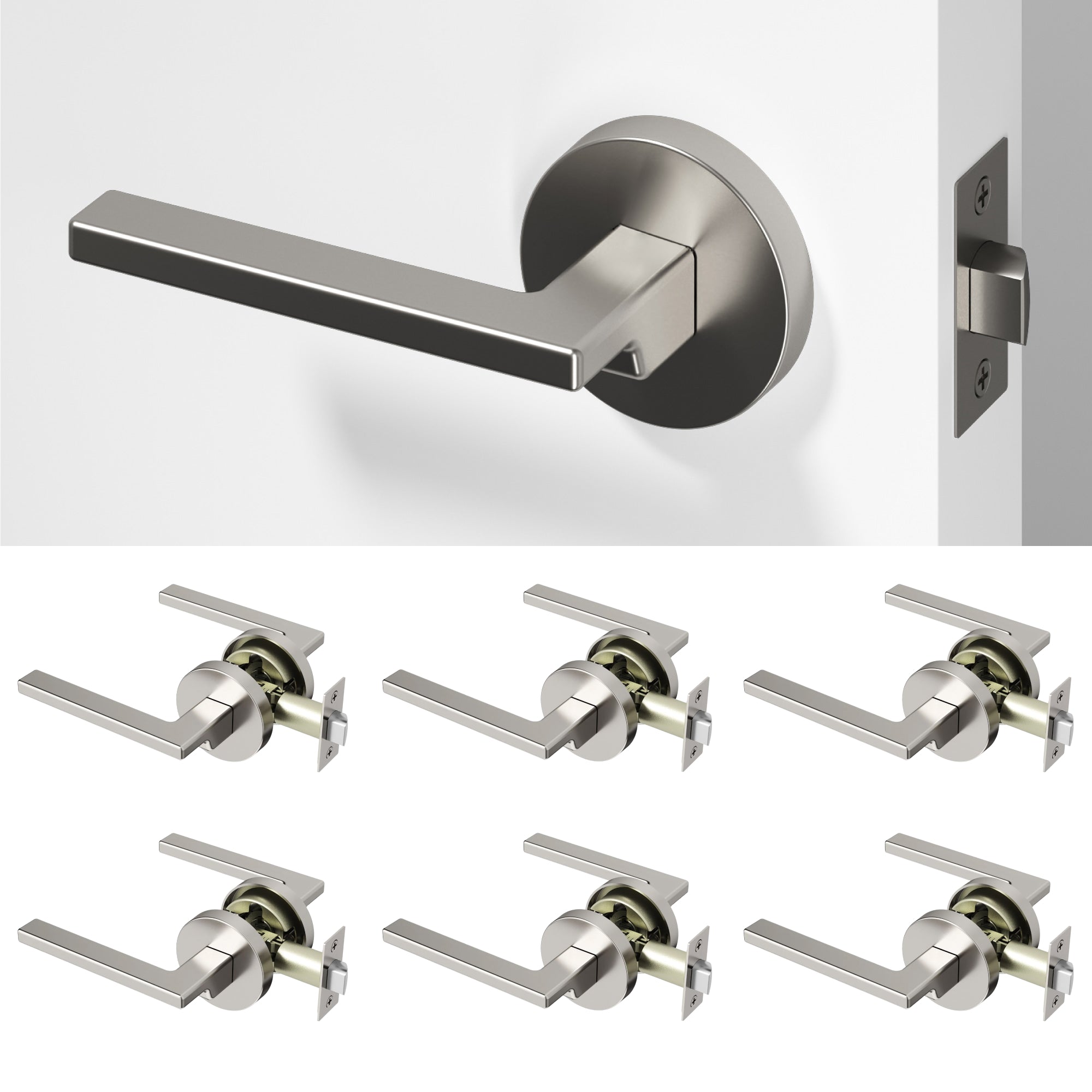 Dune Passage Door Handle - Brushed Nickel / 6 Pack