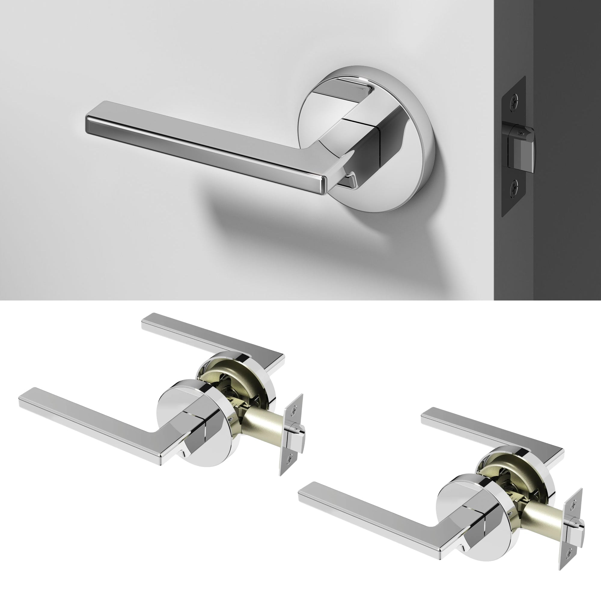 Dune Passage Door Handle - Chrome / 2 Pack