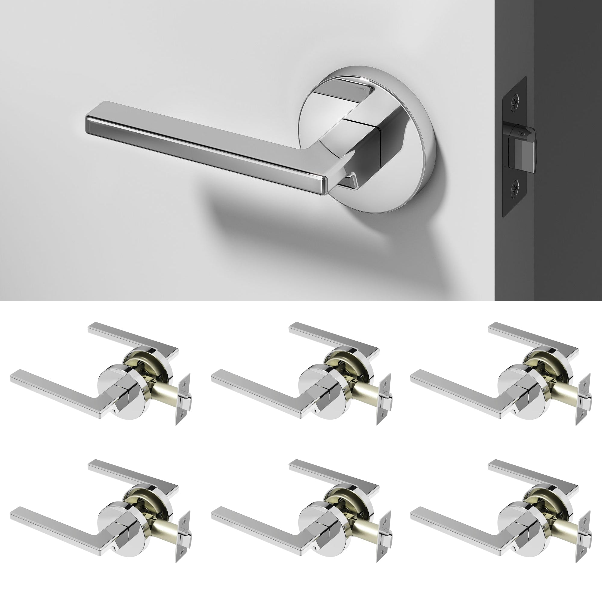 Dune Passage Door Handle - Chrome / 6 Pack