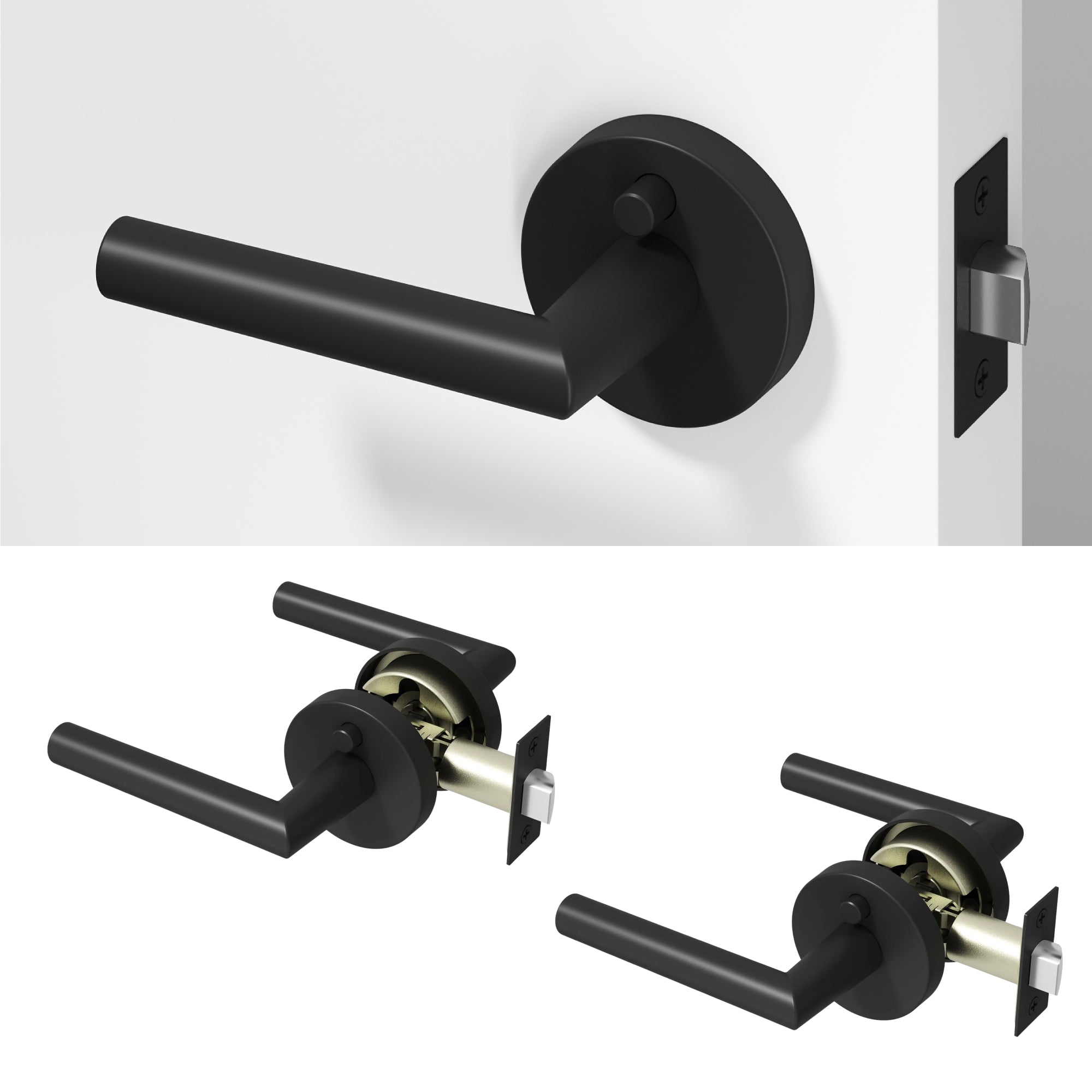 Stark Privacy Door Handle - Matte Black / 2 Pack