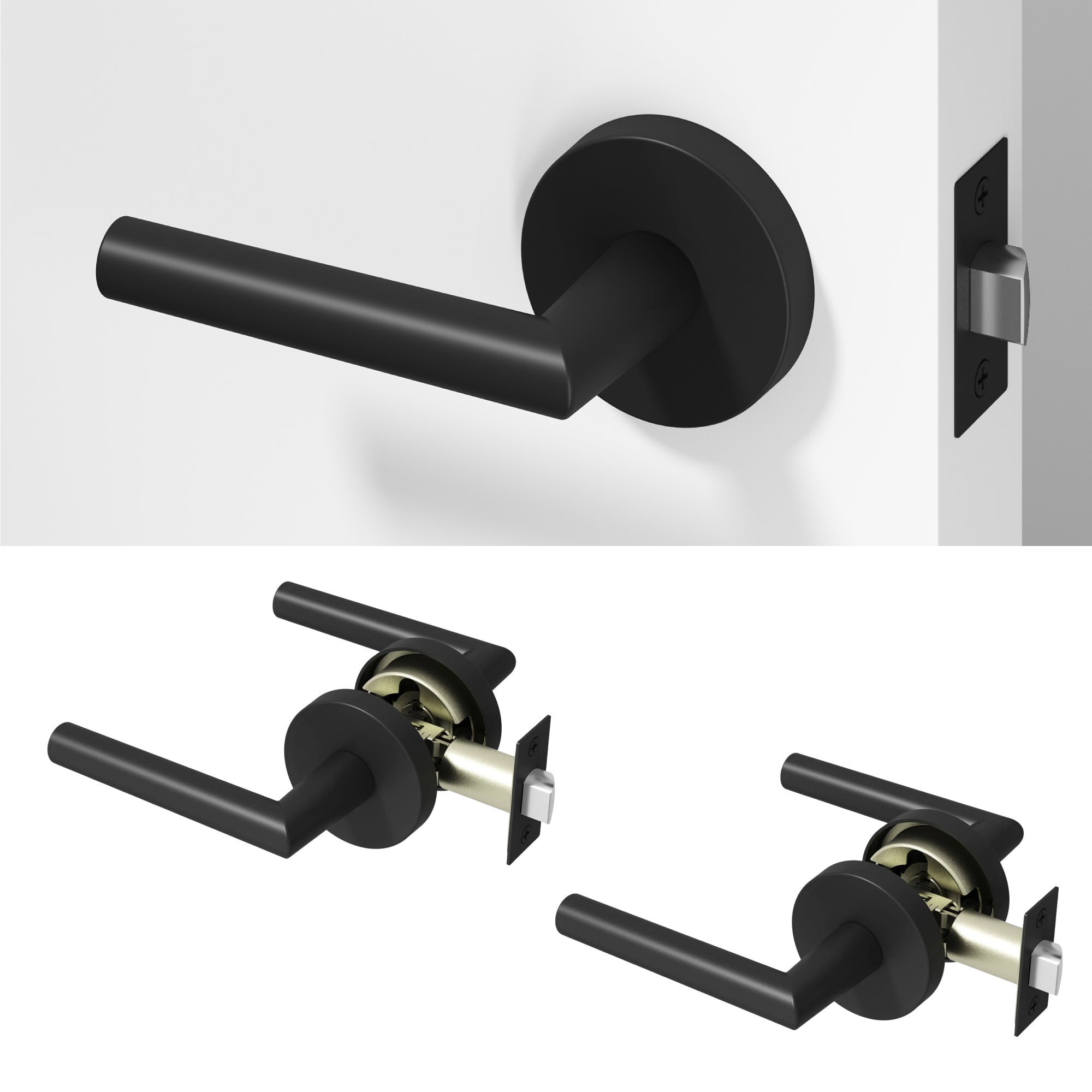Stark Passage Door Handle - Matte Black / 2 Pack