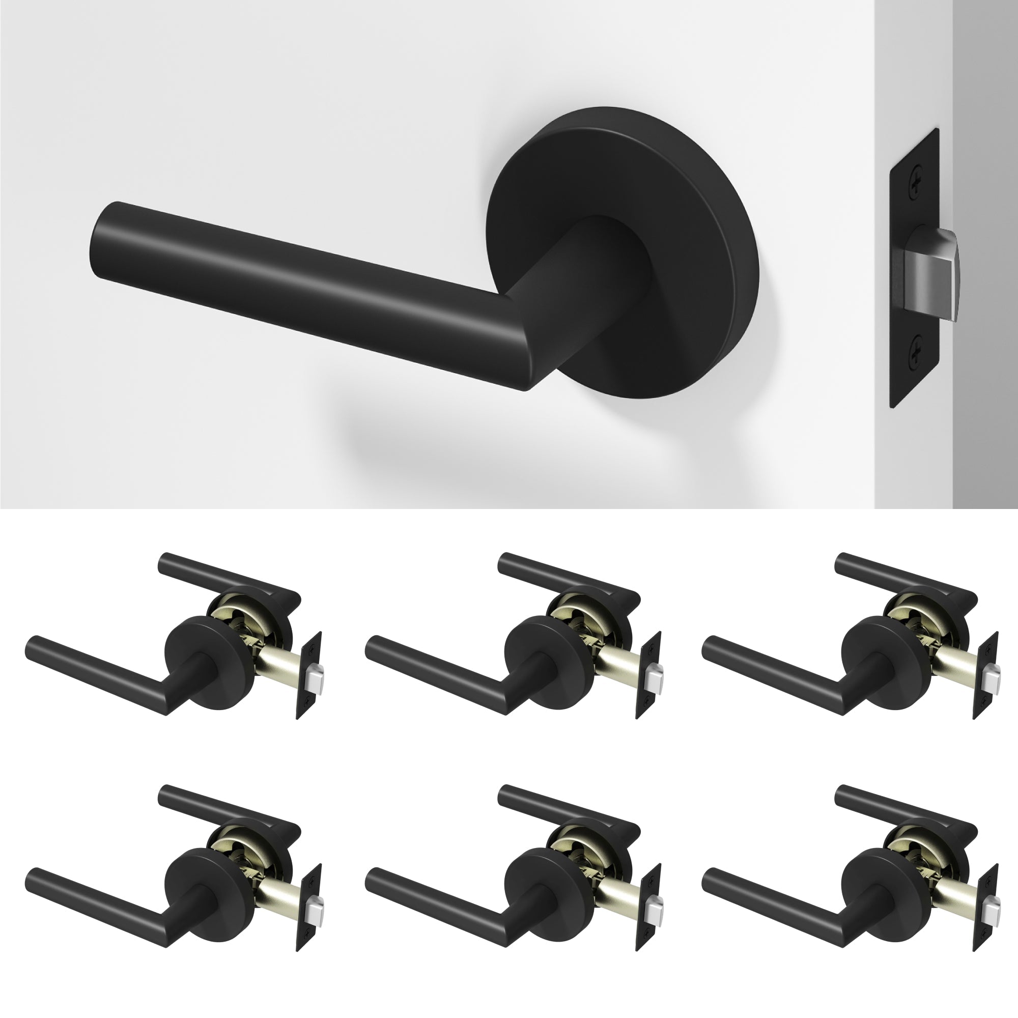 Stark Passage Door Handle - Matte Black / 6 Pack