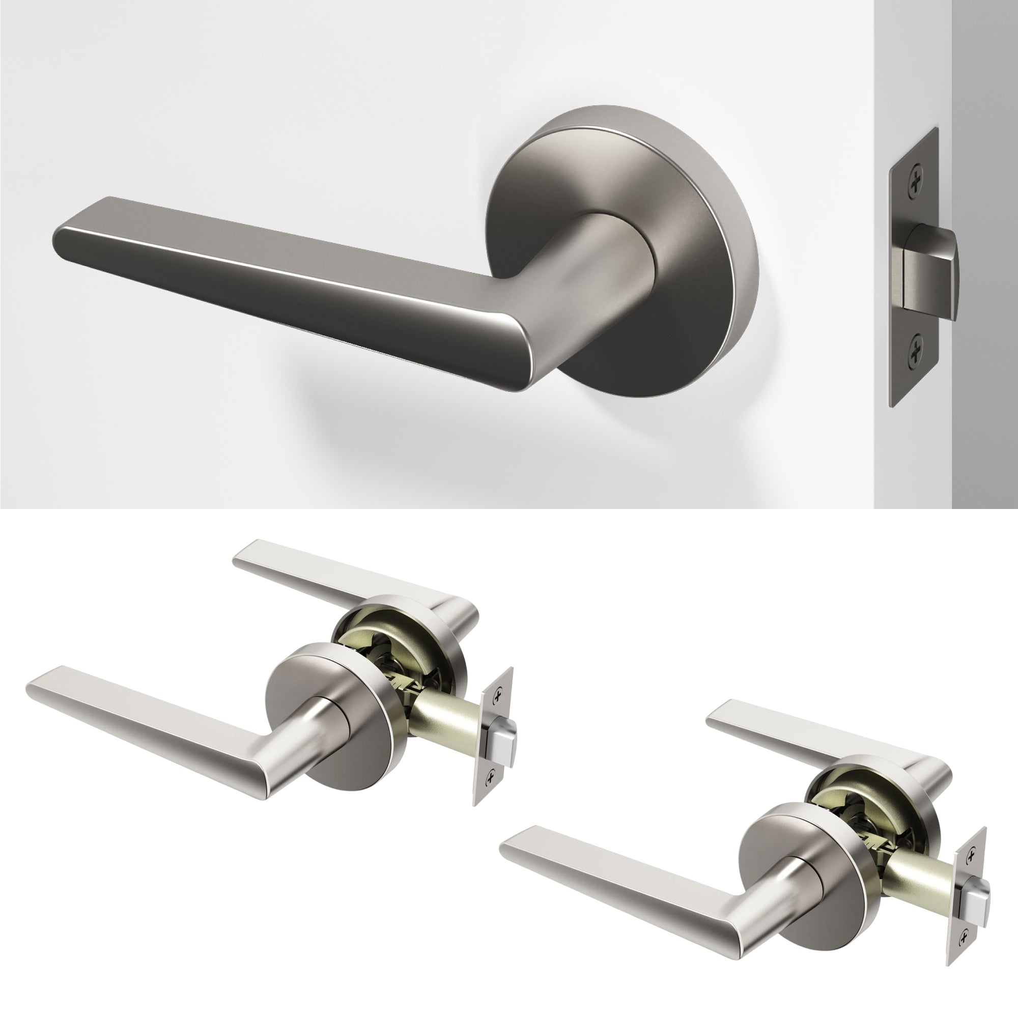 Halo Passage Door Handle - Brushed Nickel / 2 Pack