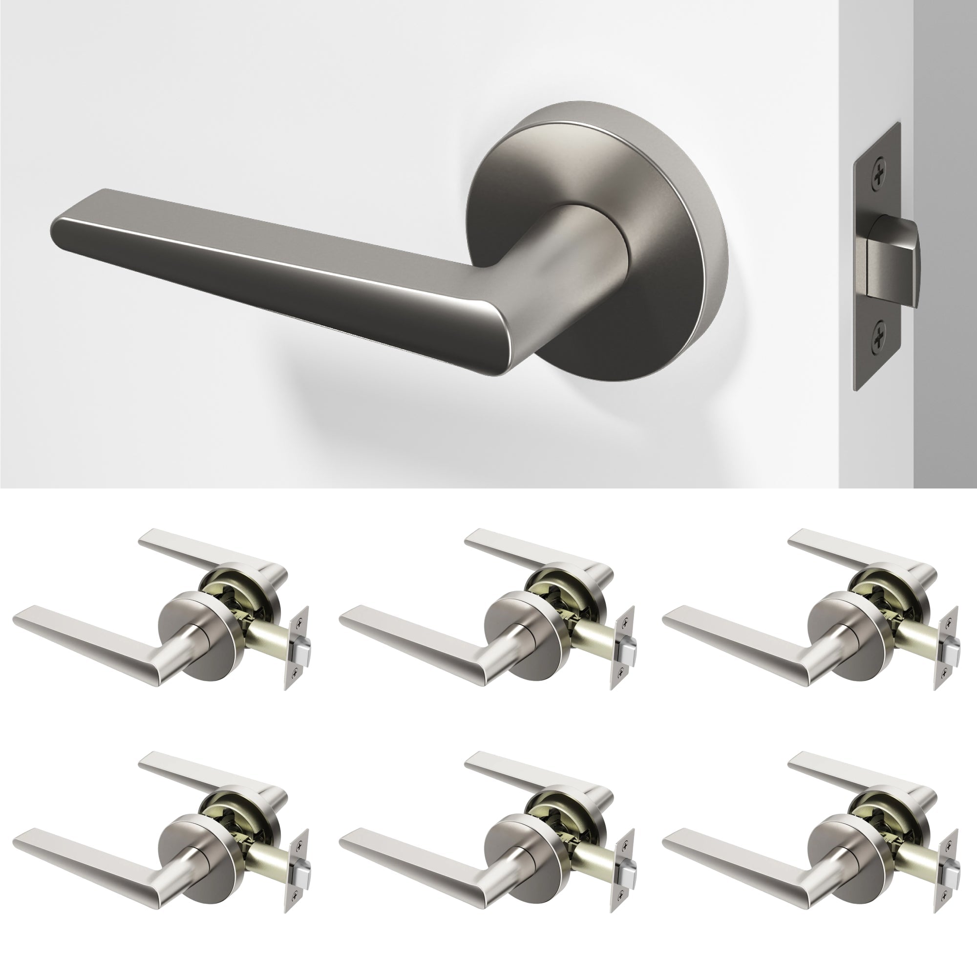 Halo Passage Door Handle - Brushed Nickel / 6 Pack