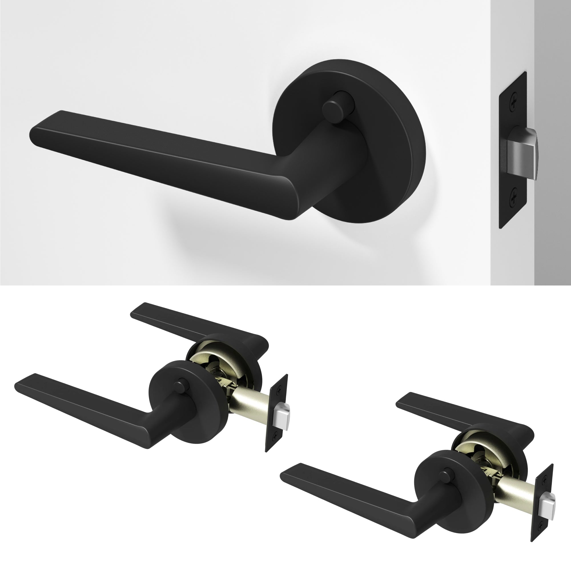 Halo Privacy Door Handle - Matte Black / 2 Pack