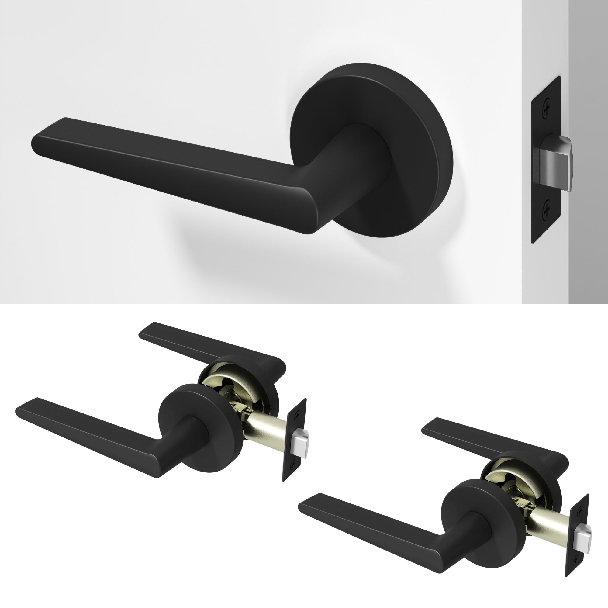 Halo Passage Door Handle - Matte Black / 2 Pack