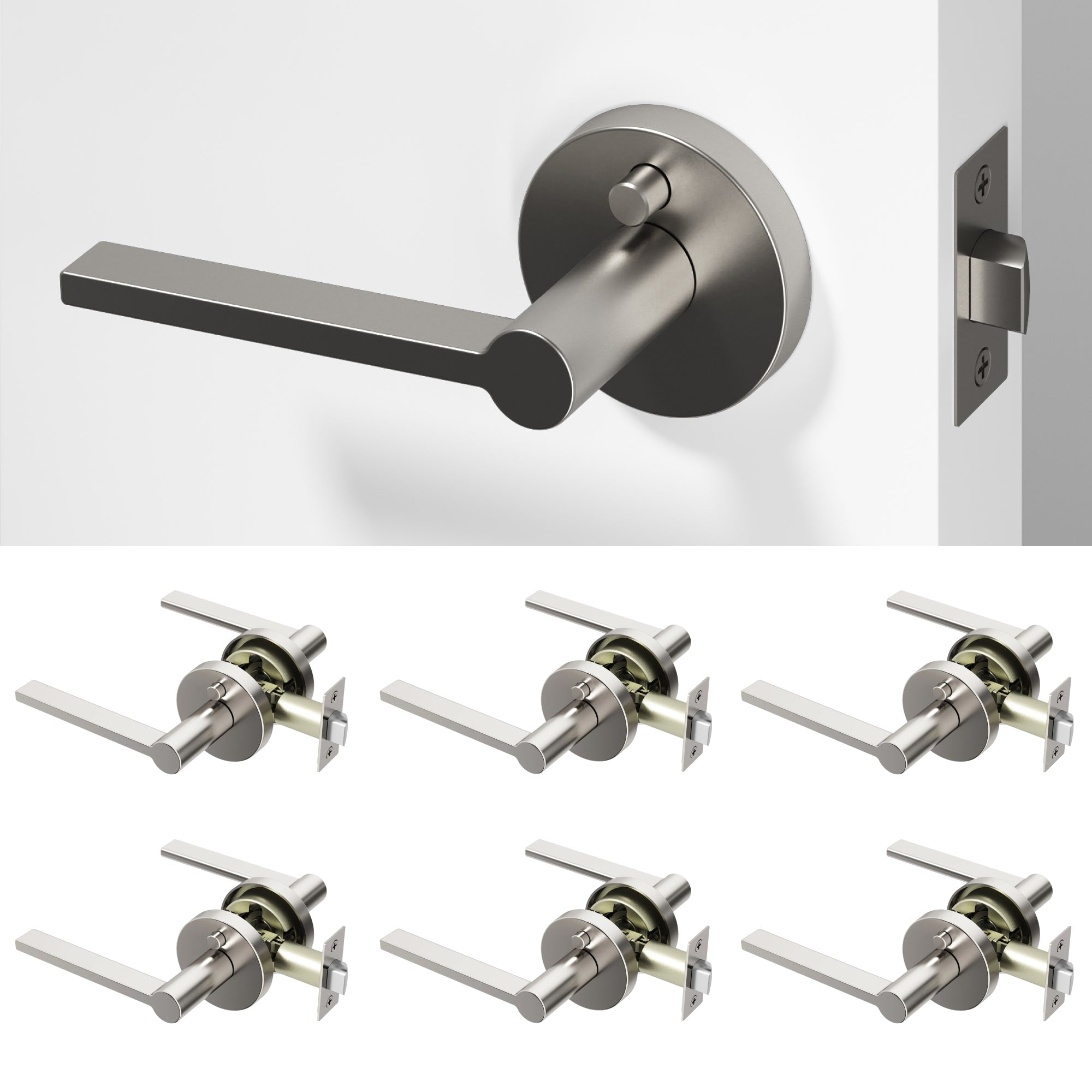 Muse Privacy Door Handle - Brushed Nickel / 6 Pack