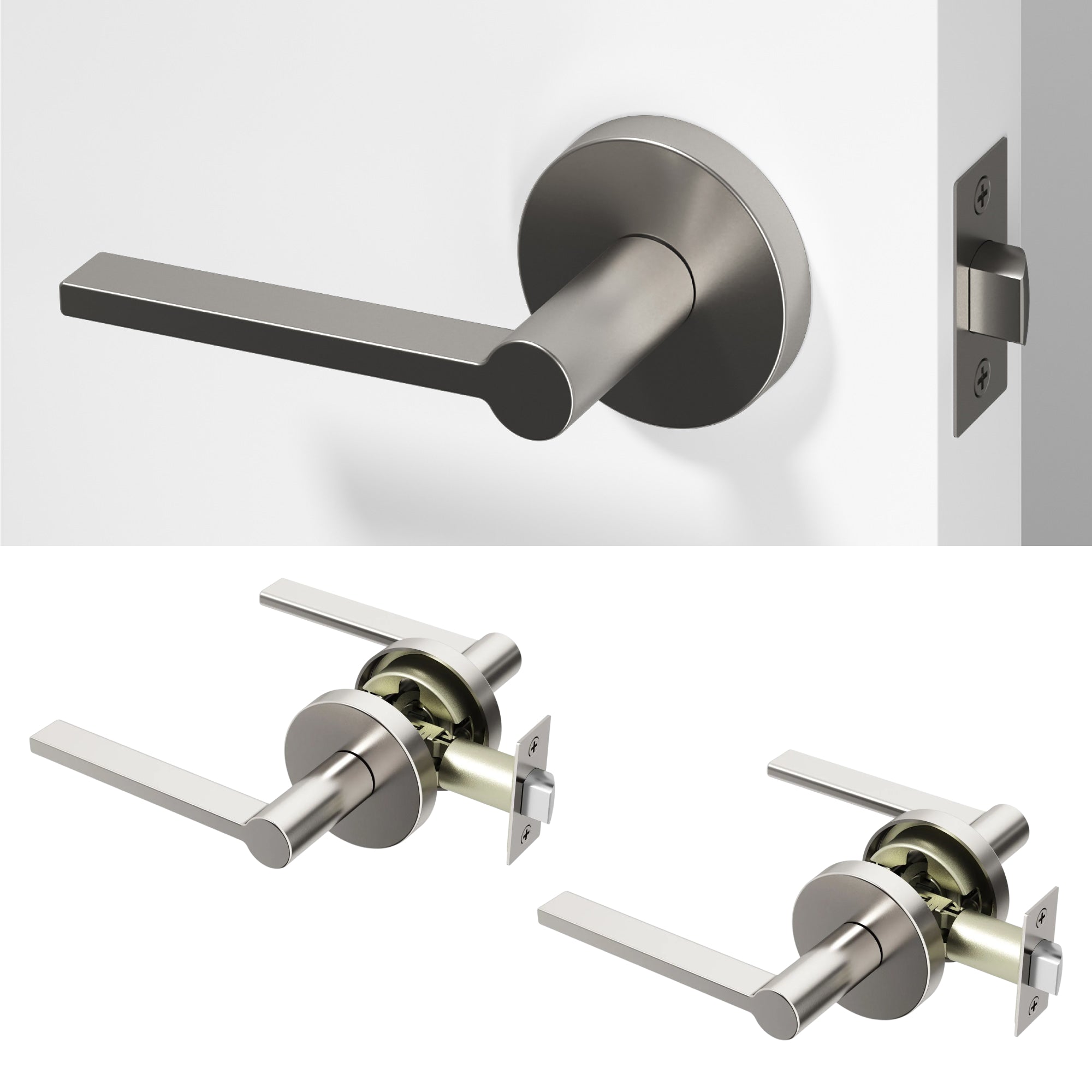 Muse Passage Door Handle - Brushed Nickel / 2 Pack
