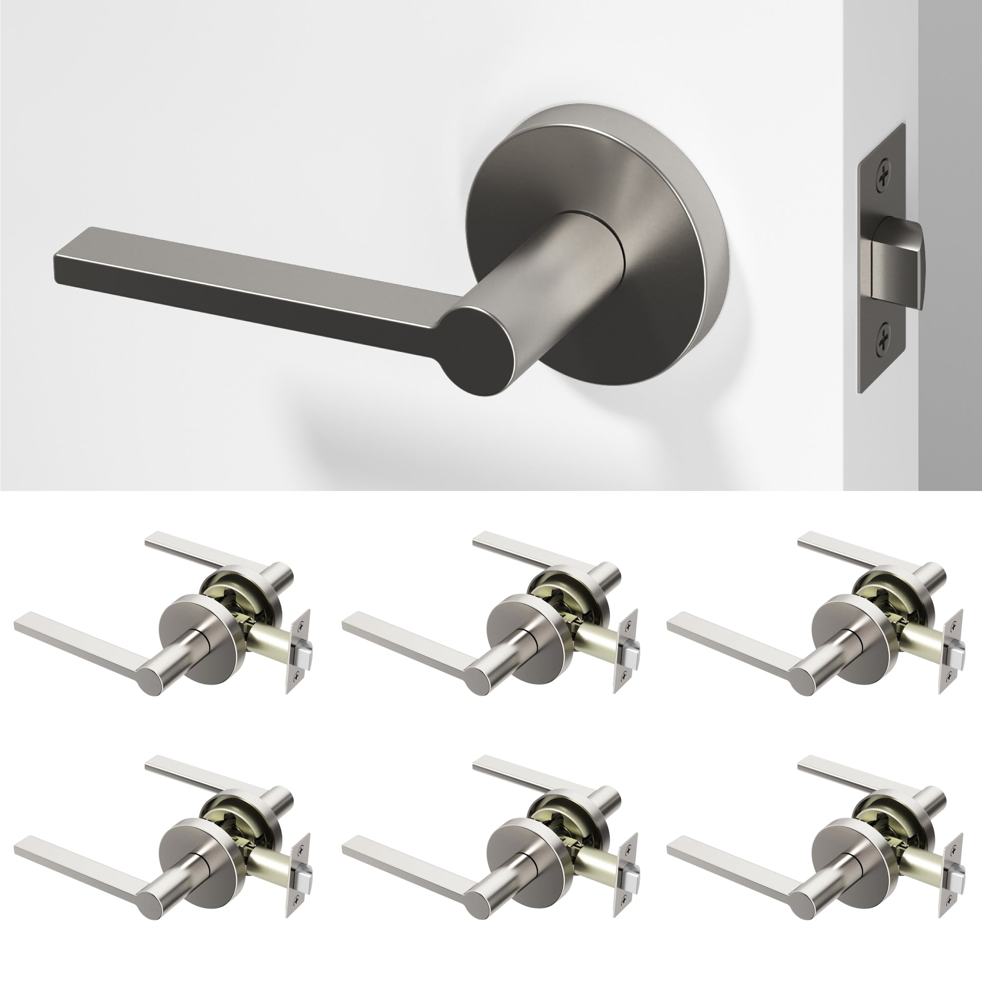 Muse Passage Door Handle - Brushed Nickel / 6 Pack