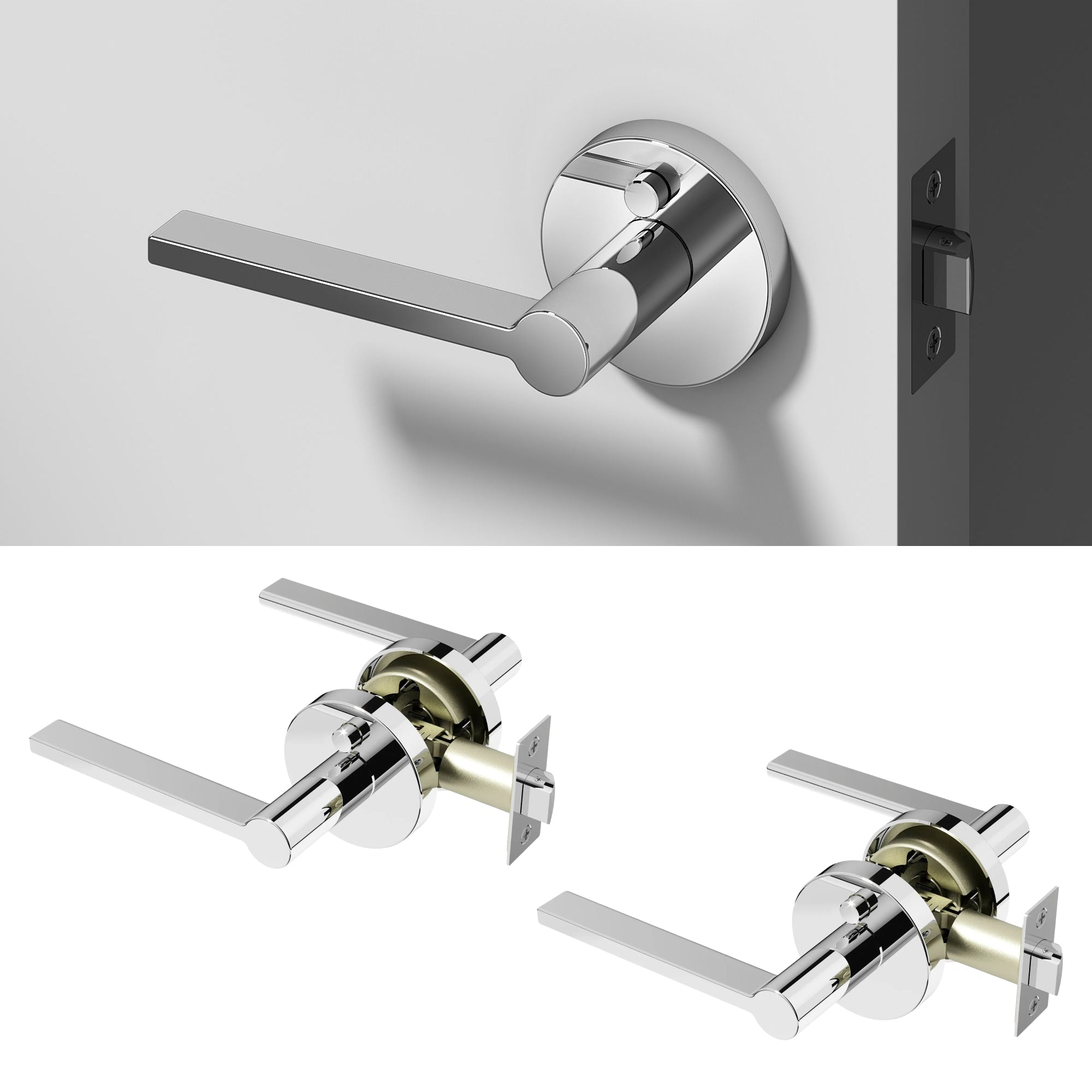 Muse Privacy Door Handle - Chrome / 2 Pack
