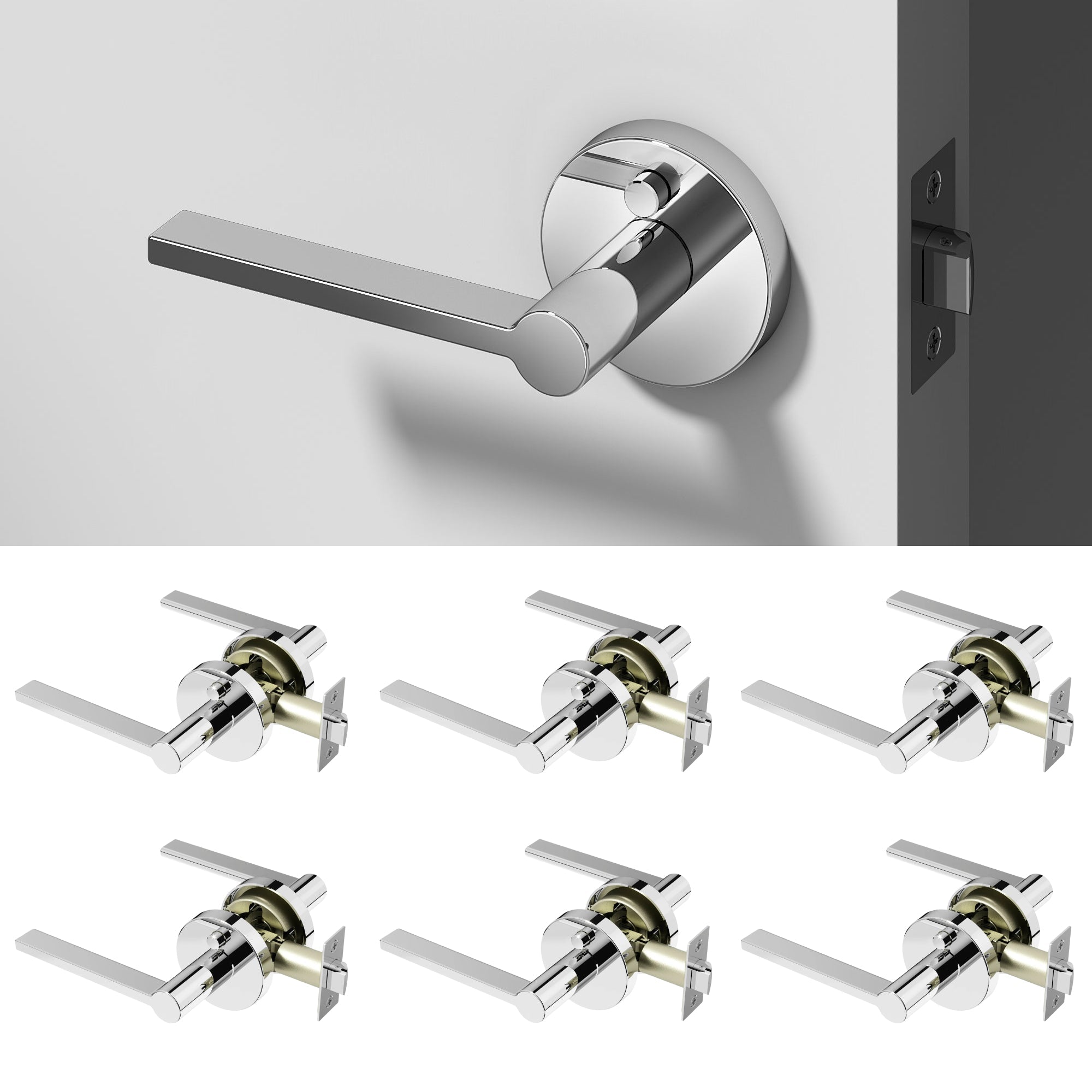 Muse Privacy Door Handle - Chrome / 6 Pack