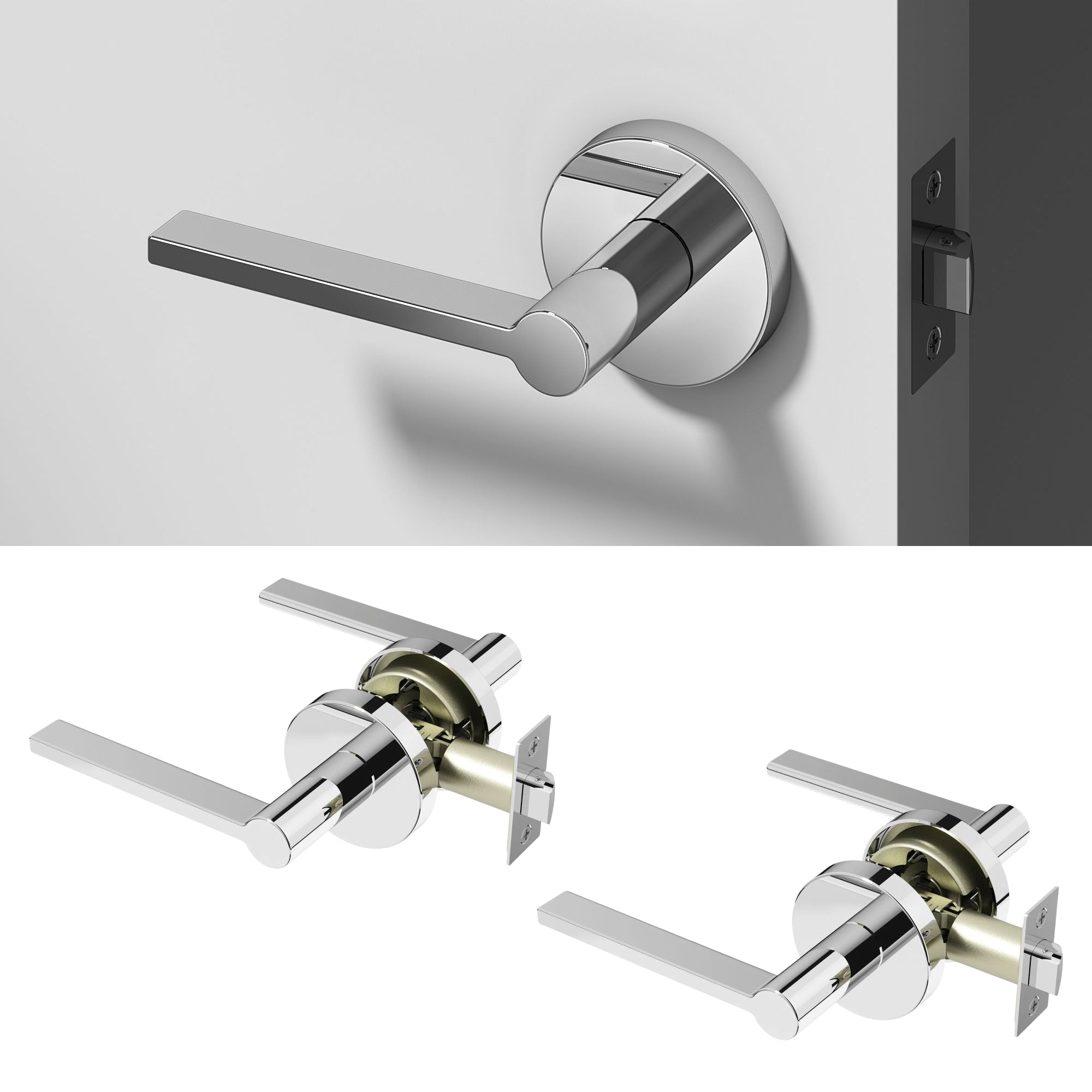 Muse Passage Door Handle - Chrome / 2 Pack