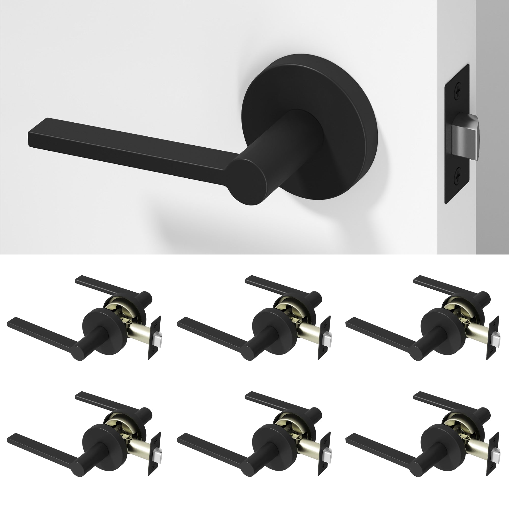 Muse Passage Door Handle - Matte Black / 6 Pack