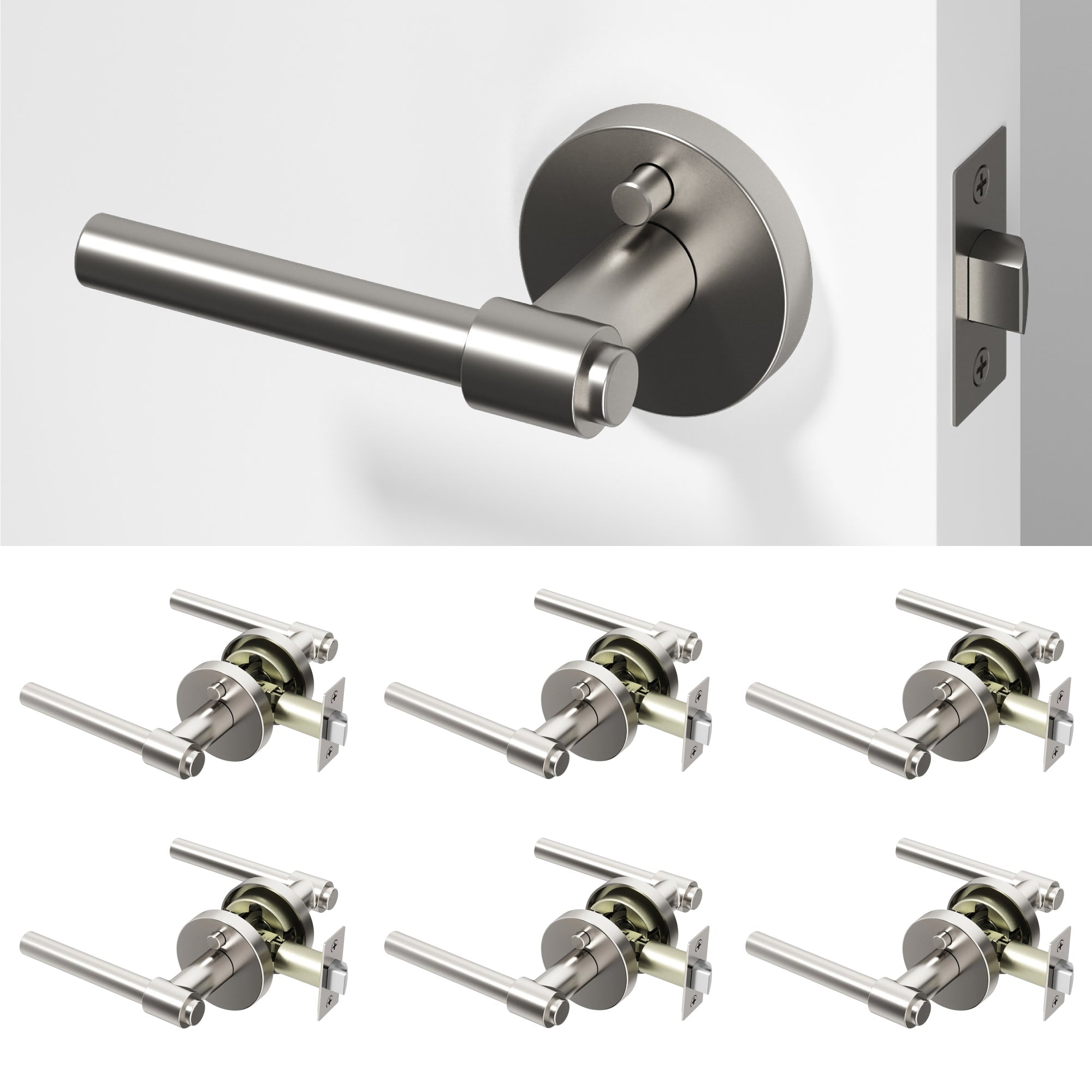 Zen	Privacy Door Handle - Brushed Nickel / 6 Pack