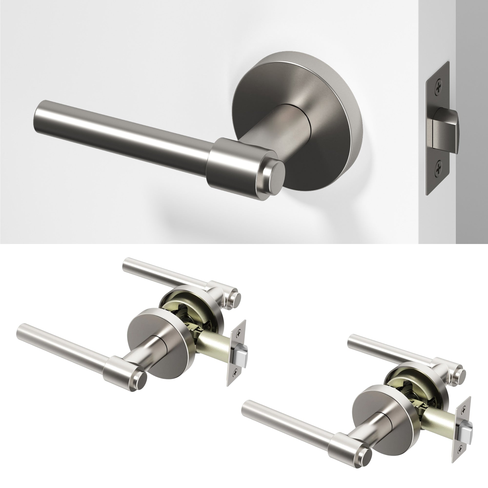 Zen	Passage Door Handle - Brushed Nickel / 2 Pack
