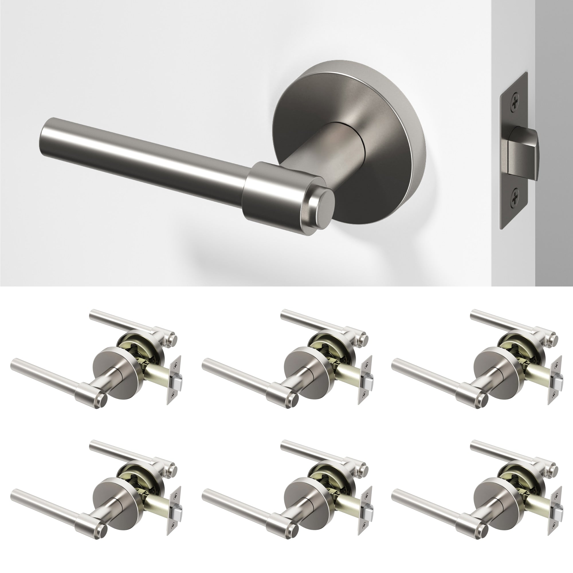 Zen	Passage Door Handle - Brushed Nickel / 6 Pack