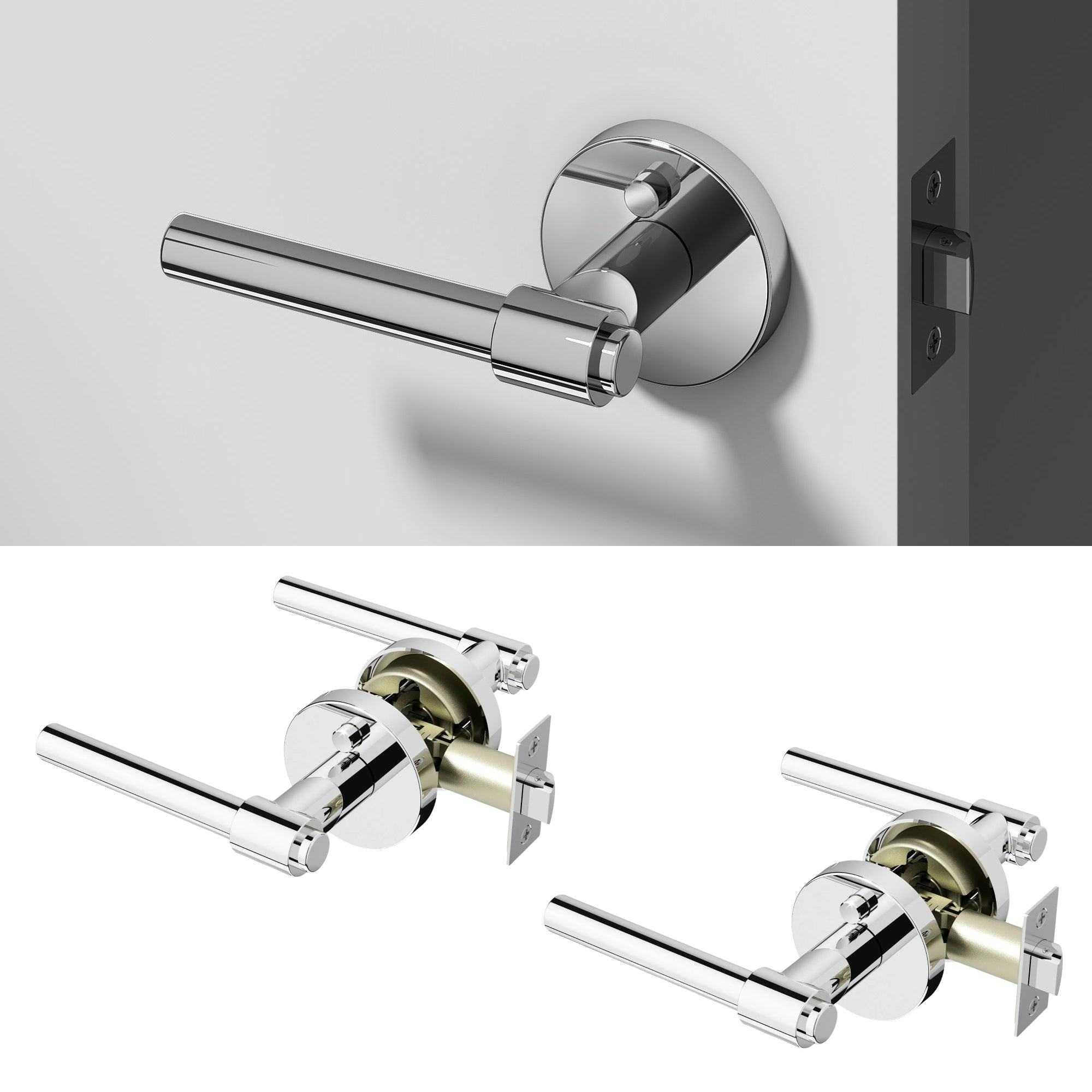 Zen	Privacy Door Handle - Chrome / 2 Pack