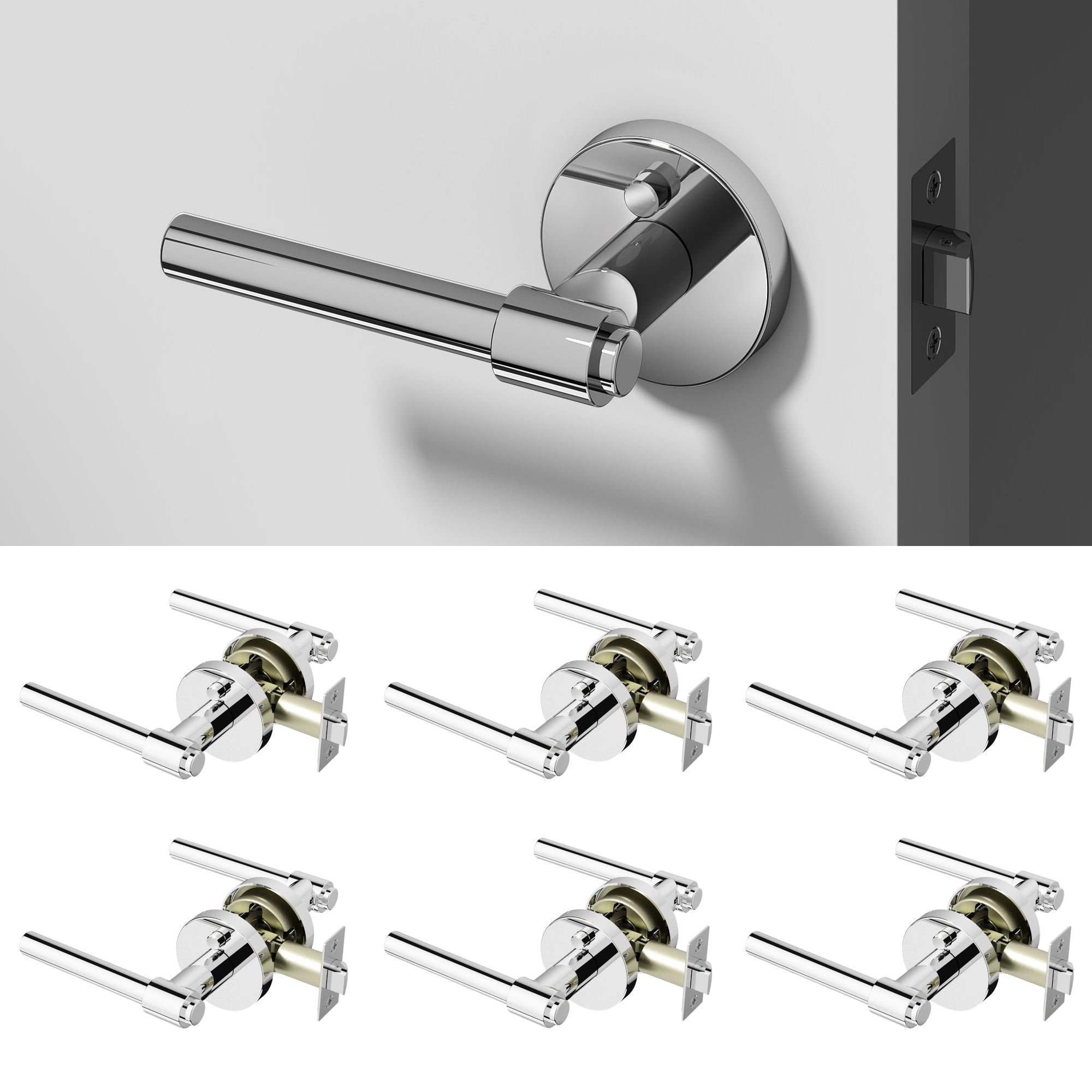 Zen	Privacy Door Handle - Chrome / 6 Pack