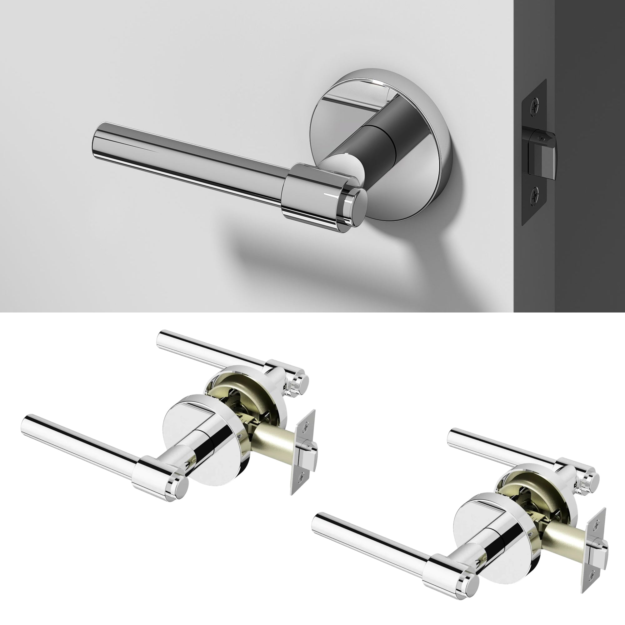 Zen	Passage Door Handle - Chrome / 2 Pack