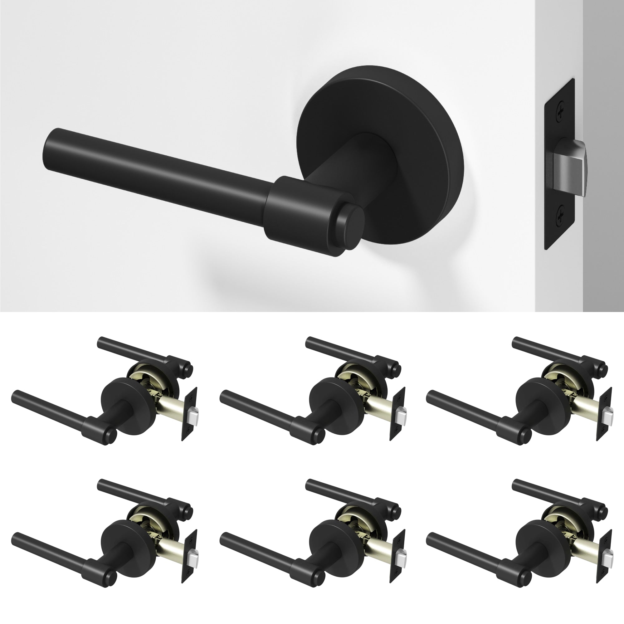 Zen	Passage Door Handle - Matte Black / 6 Pack