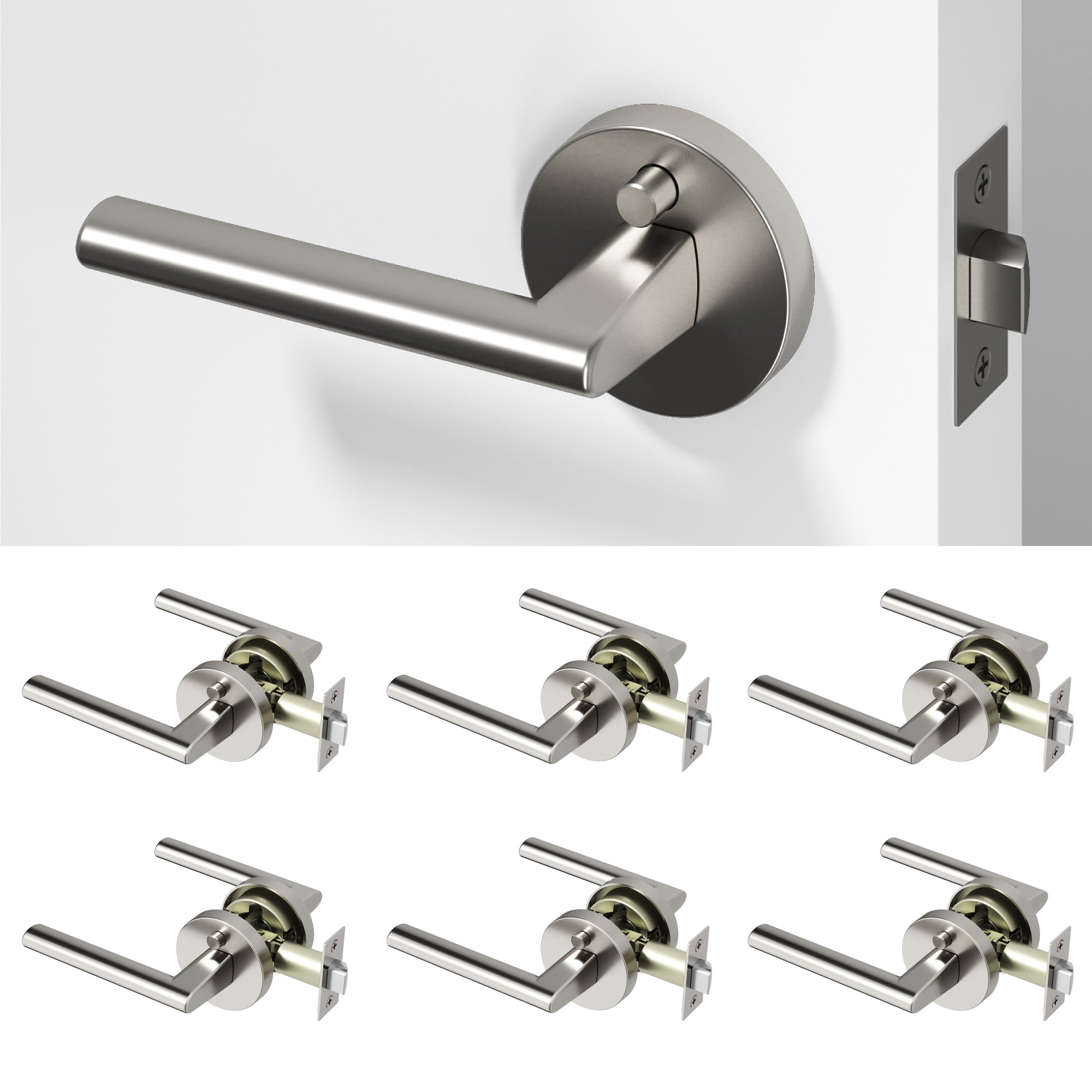 Brio Privacy Door Handle - Brushed Nickel / 6 Pack