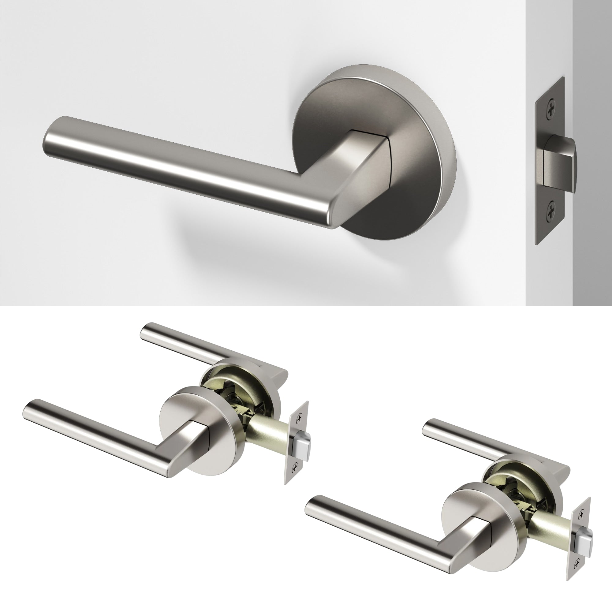 Brio	Passage Door Handle - Brushed Nickel / 2 Pack