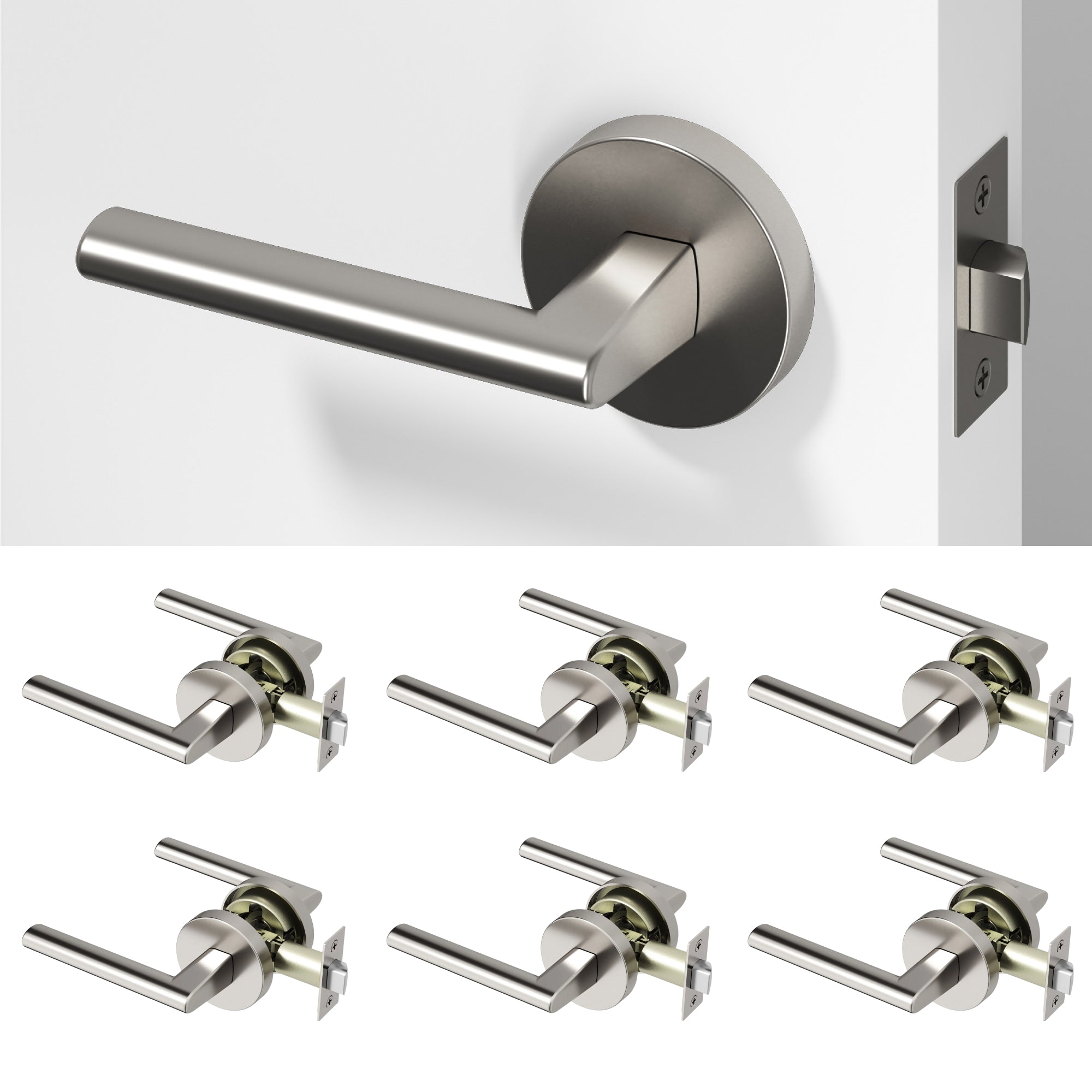 Brio	Passage Door Handle - Brushed Nickel / 6 Pack