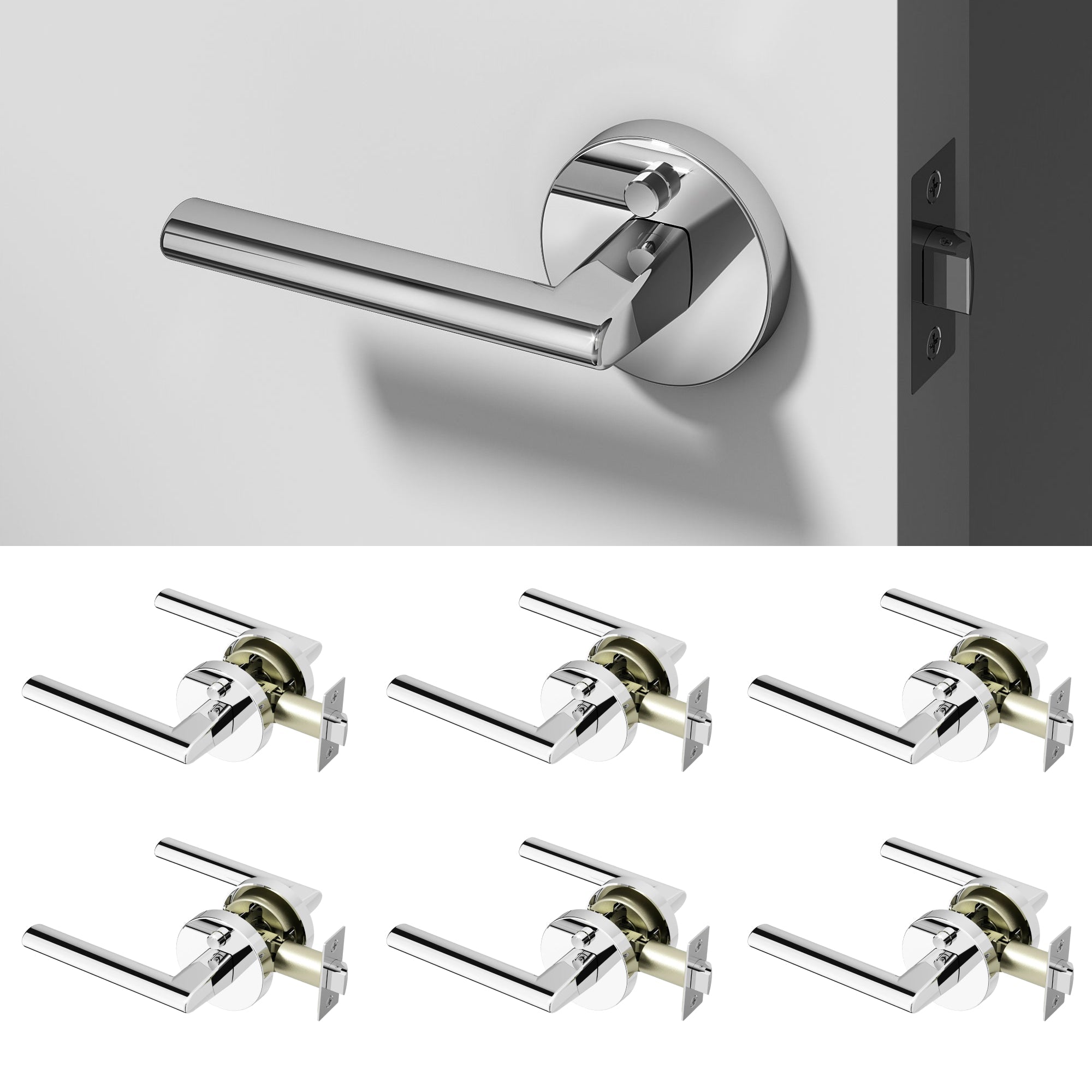Brio Privacy Door Handle - Chrome / 6 Pack