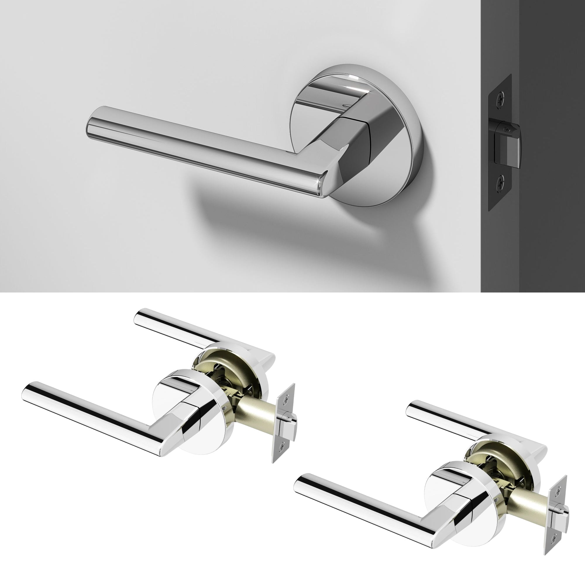 Brio	Passage Door Handle - Chrome / 2 Pack
