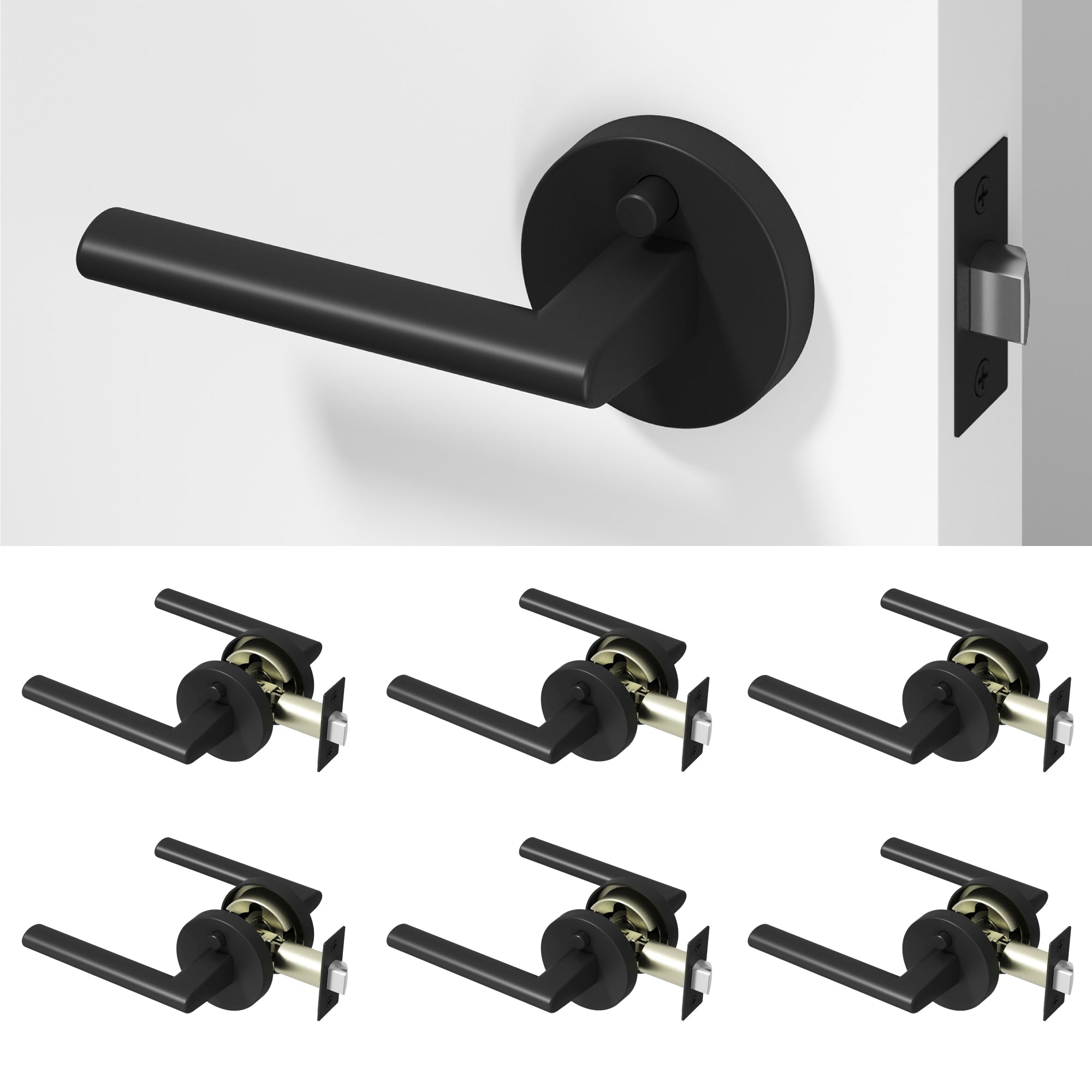 Brio Privacy Door Handle - Matte Black / 6 Pack