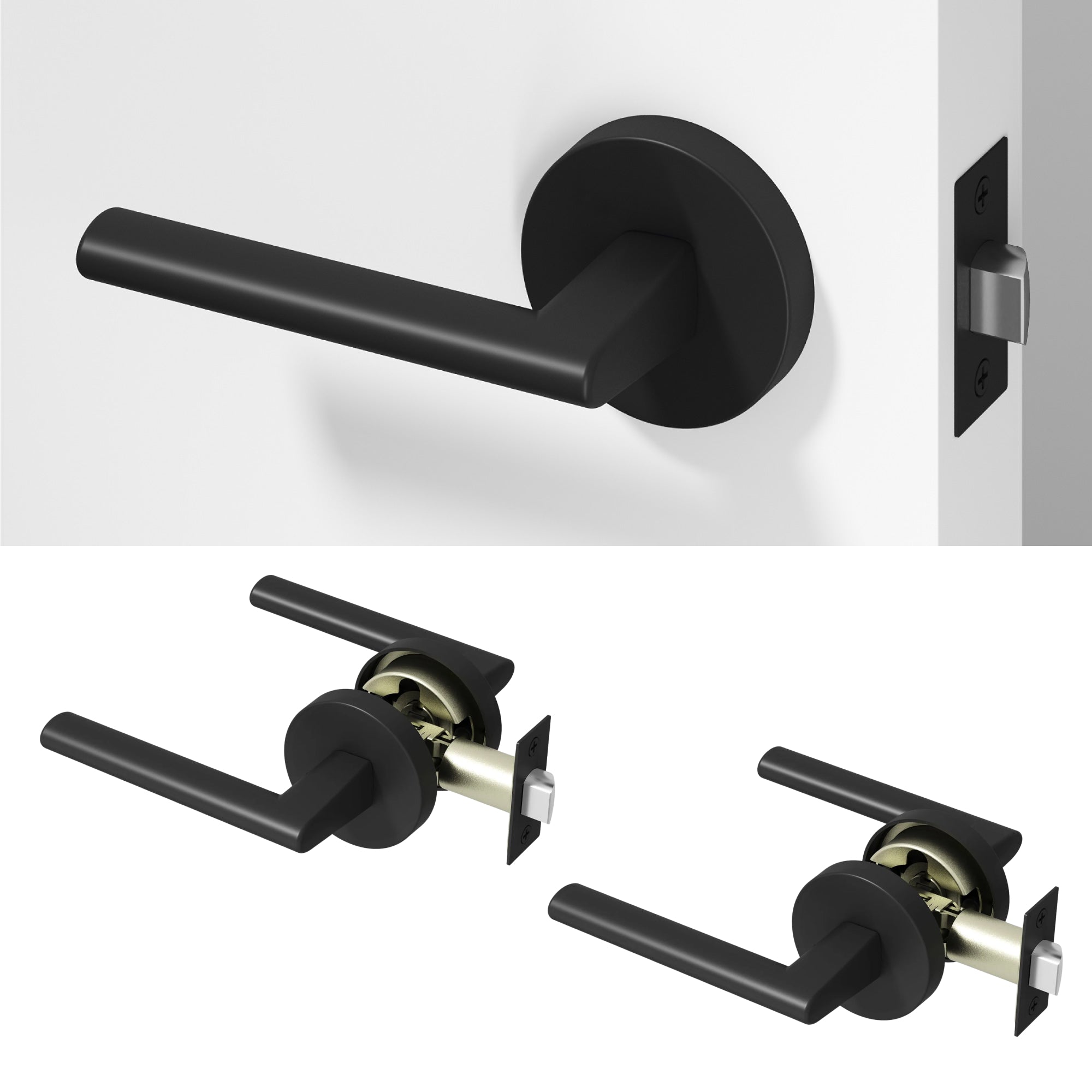 Brio	Passage Door Handle - Matte Black / 2 Pack