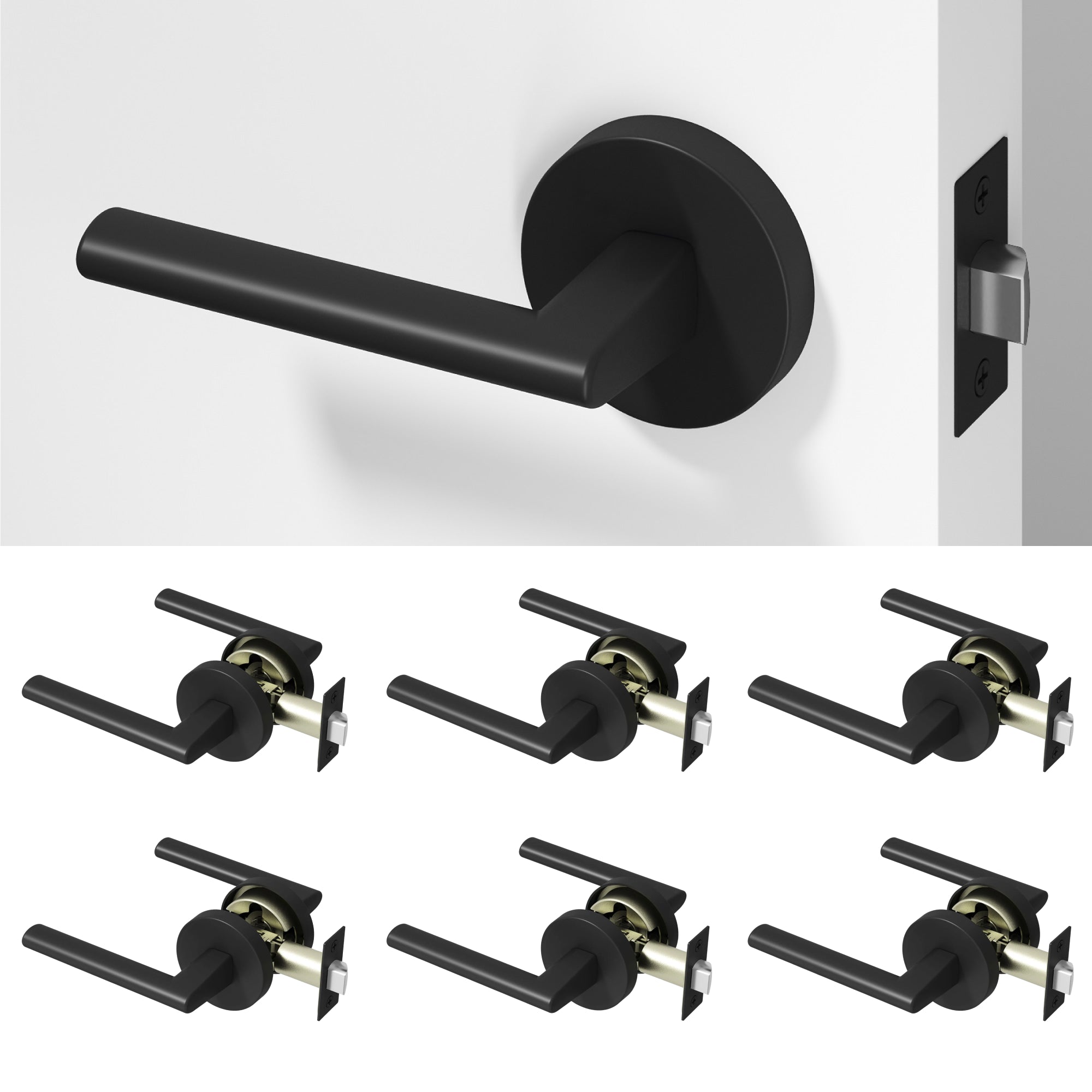Brio	Passage Door Handle - Matte Black / 6 Pack